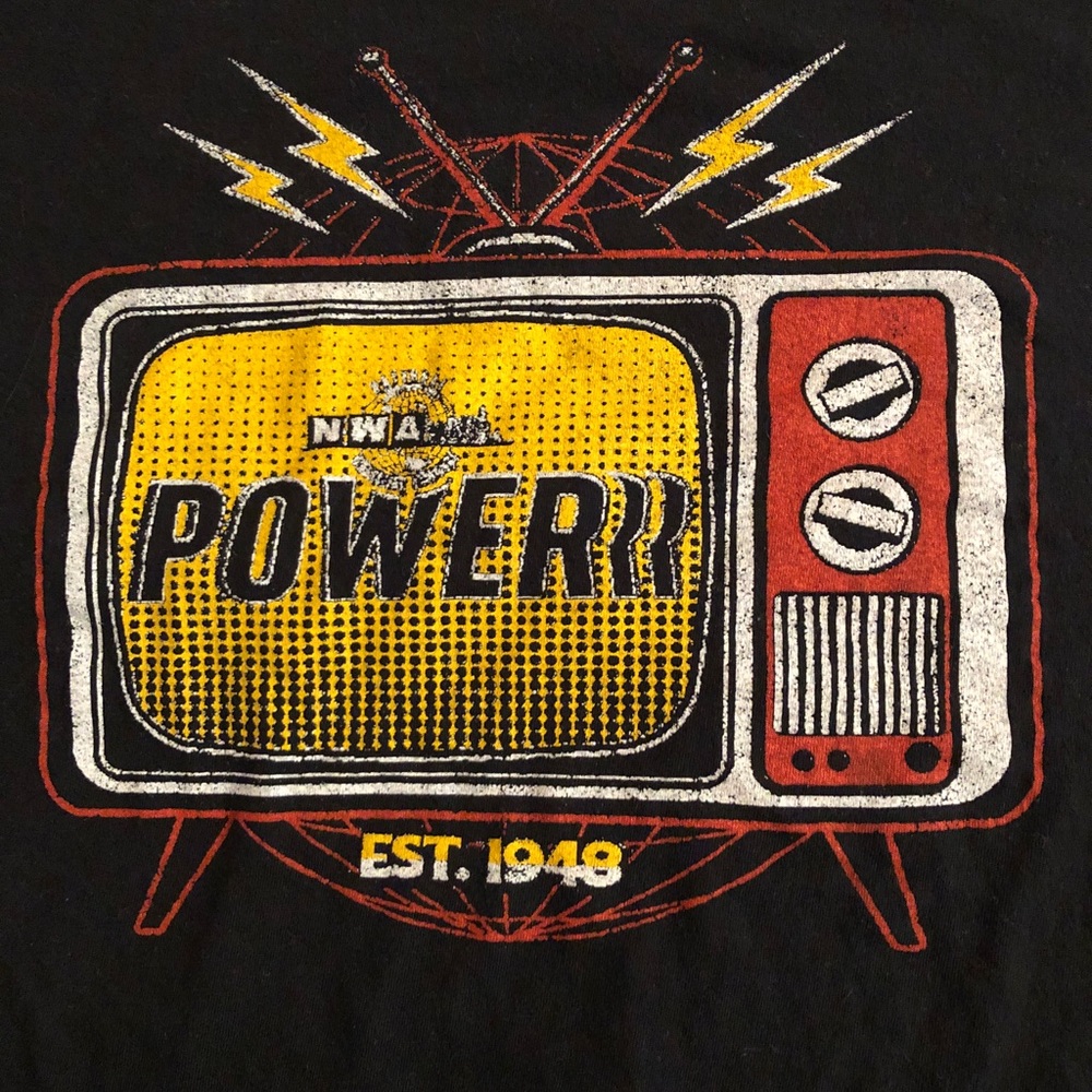 National Wrestling Alliance NWA Powerrr 3XL Pro Wrestling t-shirt retro tv Black